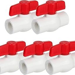 PVC Ball Valves, T-handle Water Shut-Off Ball Valve Threaded (NPT), PVC Ball Valve for Water Project, Swiming Pool, Irrigation System, Rated at 150 PSI, Thread (Pack Of 5) Size (1/2") Half Inch-18