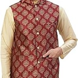 Men's Woven Design Nehru Jacket.-23