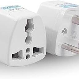 Hi-Plasst India Converter Plug 3Pin (Pack of 2) - World Travel Adapter for USA, UK, Canada, Europe to India - Type D Adaptor Plug Socket for Foreign Devices in India-65