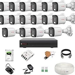 CP Plus illumax 2.4MP 16 CH DVR, 2.4MP 16 Bullet Cameras [Color Night Vision + Built-in Audio MIC + Smart Dual Light + Motion Detection] + 4 TB HDD + 8 CH SMPS 2 Nos + CCTV Cable + BNC/DC-9