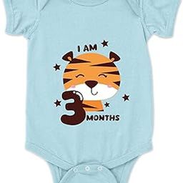 Cotton 3 Month Birthday Print Romper Newborn Blue Baby Romper for baby girl & baby boy-image-99