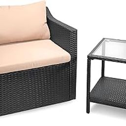 MJA FURNITURE 2 Seater Outdoor Sofa for Balcony, Garden | Outdoor Sofa Single Seats & Side Table with Waterproof Cushion | 2Pcs Outdoor Patio Furniture Set (Single Seats)-image-47
