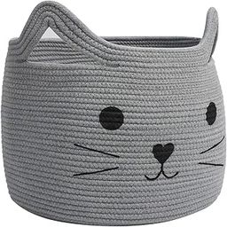 Catract Baskets for Organizing Cute Animal Storage Baskets Cat Toy Basket Big Cotton Rope Hamper Organizer for Laundry, Towels, Blanket, Toys, Clothes, Gifts 15‘’* 15‘’* 15 (Design 4)-picture-29