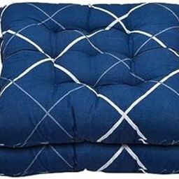 AC Aditi Microfiber Printed Square Chair Pad Seat Cushion for Car Pad, Office Chair, Indoor/Outdoor, Dining Living Room, Kitchen with Ties-Pack of 2, 18 * 18 Inch (Blue)-image-2