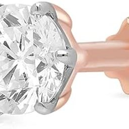 Rose Gold Nose Pin for Women 18 k | 18k BIS Hallmark (750) Nose Stud for Women and Girls with Piercing-51