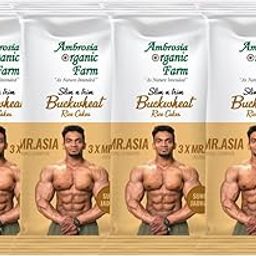 Ambrosia Organic Farm Buckwheat Rice Cake Gym Edition, No Fat, No Cholesterol, No Sugar, Gluten Free, Lightly Salted, All Natural (180g Each) (Pack of 4)-image-93