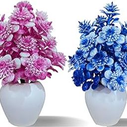 Positive Decors Lavender Scented Artificial Plants with Pot- Set of 2| Realistic Faux Mini Plants for Home Décor Office Desk Bedroom & Gifting – Long-Lasting Natural Fragrance (Pink & Blue)-13
