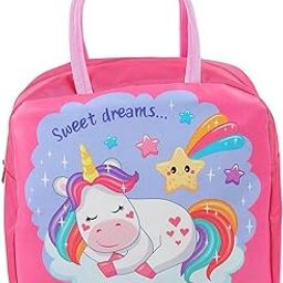 Krisus Unicorn Insulated Lunch Bag for Girls - Large Capacity Dual Zipper Tote for School, Office, Travel, and Baby Essentials - Cute Cartoon Printed Carry Bag-image-79