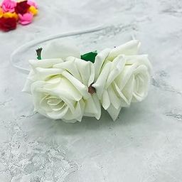 StayBuy™ Rose Flower Headband, Hairband,Handmade Hair Band For Girls & Women, Pack-01, Color-White-image-77
