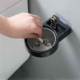 RASTVI Wall-Mounted Stainless Steel Ashtray, Water Proof Nail Free Removable Ashtray Smoking Accessories for Weed for Bathroom Toilet Hallway Kitchen Hotel Office (Pack of 1). (Black)-picture-26