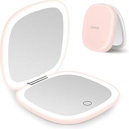 deweisn Compact Mirror, Lighted Travel Makeup Mirror with 1X/10X Magnifying Double Sided Dimmable Portable Pocket Mirror for Handbag and Pocket, USB Charging(Pink)-18