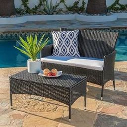 Mymigos Outdoor Patio 2 Piece Garden Conversation Set HDPE Rattan & Wicker Sectional Sofa with Coffee Table for Balcony, Terrace, Lawn, Pool, Porch (Black and Sky Blue)-image-39