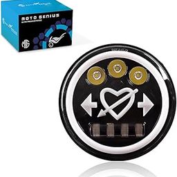 MOTO GENIUS 7 Inch LED Round Headlight for Royal Enfield & Thar | High/Low Beam, Waterproof, Luminous Mode, Acrylic & Aluminum Construction, Durable, DRL, Bright LED (Heart Design)-12