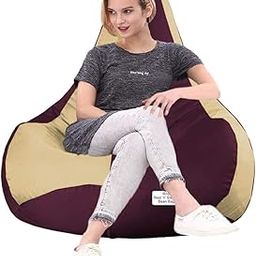 RnS Rest 'n' Sleep - Bean Bag Filled with Beans, with 1 Year Warranty (XXXL, Ivory/Cherry)-image-89