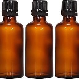 50 ml Amber Round Empty Glass Bottle + Euro Dropper + Black Cap, Refillable, Reusable, Leak Proof for Essential Oils, Blends, DIY Perfumes & Face Oil (Pack of 3)-19