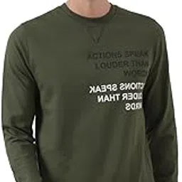 peter england Men's Blend Cotton Olive Print Round Crew Neck Sweatshirt-picture-44
