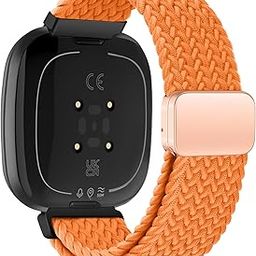 KEYSJEFF Nylon Watch Strap Compatible with Fitbit Versa 3/Versa 4/Fitbit Sense/Sense 2 Braided Elastics Sport Watch Band Adjustable Magnetic Buckle Straps Women Men (Not Include Watch)-18