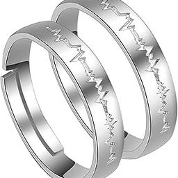 925 Sterling Silver Heartbeat Couple Rings, Adjustable | Promise Rings For Men & Women | With Certificate of Authenticity and 925 Stamp | With Certificate of Authenticity and 925 Stamp-image-33