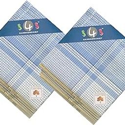 Men's 100% Cotton Light Color Checks Premium Handkerchiefs (Size_48CM X 48CM)-image-83