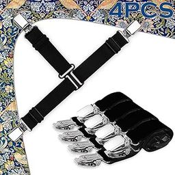 Kimfeng Bed Sheet Straps - Adjustable Sheet Clips Elastic Band Fitted Bed Sheet Fasten Suspenders Grippers Black 4 Pack-picture-12