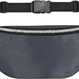 Unisex Waist Pack Travel Handy Hiking Zip Pouch Elegant Style Document Money Phone Belt Sport Bag Bum Bag for Men and Women Nylon Adjustable Strap (Lava Gray Metal Zip)-image-62