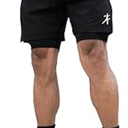 Men's Nylon-Spandex Workout 2in1 Shorts-image-6