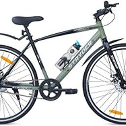 Stryder 700C Jungle Cruise Hybrid Cycle/City Bike Dual Disc Brake Single Speed Rigid Suspension (Sage Green::Black)-15