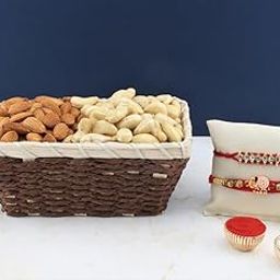SFU E Com Set Of 2 Rakhi With Dry Fruit Hamper For Rakshabandhan Gift | Dry Fruit And Rakhi For Brother | Dry Fruit Basket Hamper | 62-81