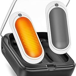 Hand Warmers Rechargeable 2 Pack Electric Hand Warmers with Charging Case, 14000mAh Pocket-Sized Hands Heaters, Winter Skating Camping Hunting Accessories, for Men Women (Grey)-image-28