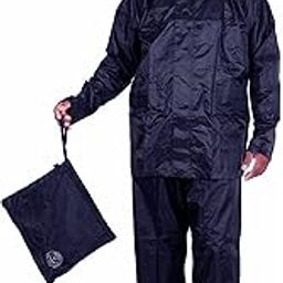 Mens Raincoat with Hood | Water Fighter-Rain Coat for Men | Waterproof Pant and Carrying Pouch-Black & Blue-picture-54