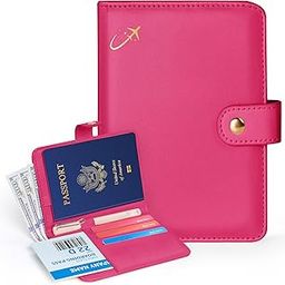 Passport Holder with Money Pocket, RFID Blocking Passport Wallet for Travel, Premium Passport Cover, Cute Passport Book Card Case, Waterproof Travel Accessories for Women Men, Hot Pink, Hot-image-71