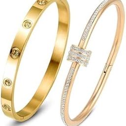 bracelet for women Stylish Bangles for women Adjustable Anti Tarnish Bracelet for girls rose gold Kada for Women Accessories Anti Tarnish Jewellery Stainless Steel Cuff Bracelet gifts Combo-picture-44