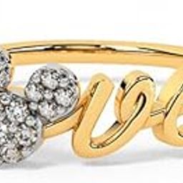14 KT Yellow Gold Mickey Mouse Love Diamond Ring For Women-image-49