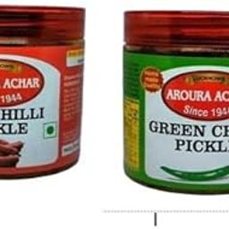 LUCKNOW'S AROURA ACHAR SINCE 1944 Spicy Green Chilli,Red Chilli Pickle Combo 400 Grams Each-image-13