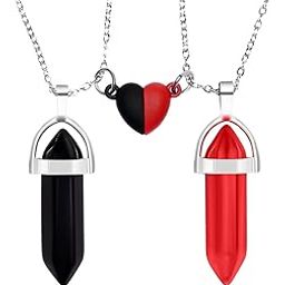 2Pcs/Set Crystal BFF Best Friend Magnetic Couple Matching Split Heart Pendant Necklaces for Besties/Couples - Valentines Day Gift-image-92