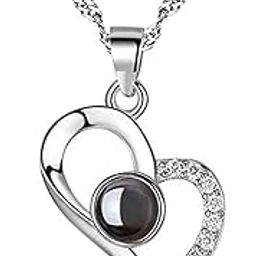 Univesity Trendz 100 Language I Love You Pendant Necklace Projection Gold Plated Pendant for Girls Women Best Gift for Love-image-32
