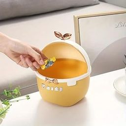 RELEMTRA Small Cute Cartoon Desk Dustbin with Lid, Countertop Wide Open Mouth Dustbin for Kids Study Table Corner Office Vanity Bedroom Coffee Table - Under Sink Garbage Can For Bathroom-17