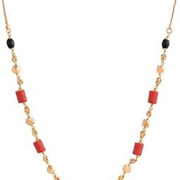 Traditional Red beads Mangalorean Mangalsutra Length 19 inches One Gram Gold Plated For Women and Girls-image-96