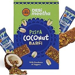 GO DESi Pista Coconut Barfi, 420 Grams Burfi, Individually Wrapped Burfi, 35 x 12g each, Desi Meetha, Dry Fruits Sweet, Pistachio Nuts bar, Sweets Indian Mithai, Indian Sweets Gift Pack-image-26