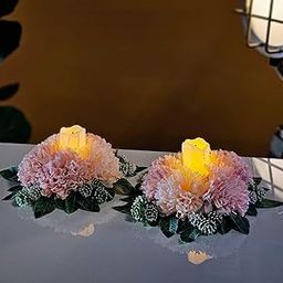 SATYAM KRAFT 2 Pcs Handmade Artificial Flower Centerpiece with Candle – Elegant Table Decoration for Home Decor, Weddings, Festivals & Gifting-image-11