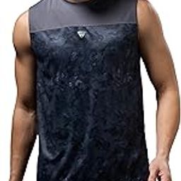 Mens Slim Fit Crew Neck Printed Sleeveless Vest with Anti-Microbial, Odour Free for Gym, Workout and Sports-56