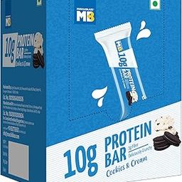 MuscleBlaze 10g Protein Bar (Cookies & Cream, Pack of 6) | Protein Blend, Healthy Protein Snacks | For Energy & Fitness-image-86