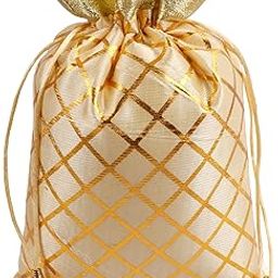 VedVista 100 to 5 pieces, 7×9 inch Drawstring Golden Polka Premium Potli bag Eco-Friendly Handmade Trendy Pouch For Women Girl Return Gifts Diwali Haldi Wedding Party Favors Dry-fruits (Cream) (75)-26