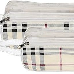 Kuber Industries Travel Toiletry Bag|Undergarments Organizer Bag|Makeup Bags|Transparent Shaving Bag for Men|Water Resistant with Zipper and Handle|Set of 2 (Cream)-image-6