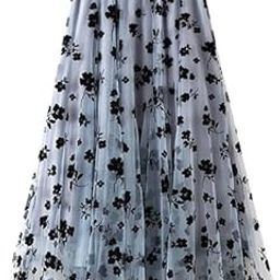Skirt for Women, Net Floral Printed with Lycra Fabric Midi Length Women's Skirt-picture-24