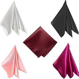 Satin Pocket Square for Men, Wedding Handkerchief for Suits, Blazers & Tuxedo, Pocket Square Combo (Pack of 5) (Multicolor)-image-13