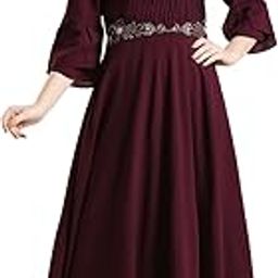 Madhuram Women's Georgette Ethnic Long Kurta with Embroidery Work Kurta(M-2359 Maroon)-picture-30