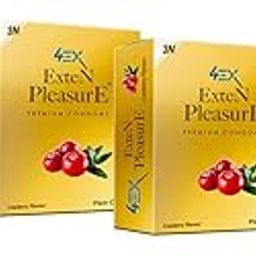 4EX Plain Condoms for Men (Pack of 4) | Exten Pleasure Cranberry Flavour | Extra Lubricatrd | Electronically Tested (3 Condoms Per Pack)-picture-3