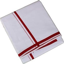 100% Cotton Men’s Dhoti/Angavastram/Panjagajam/ 4 mtr Dhoti with 2.25 mtr Small Line Design Set of 1 [9x5]-image-43