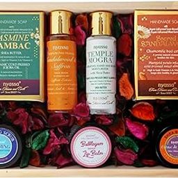 NYASSA Premium Bath and Body Treats Wooden Gift Set for Women & Men | Wooden Gift Box To Pamper Your Loved Ones | Perfect for Every Occasion | Pack of 7-64